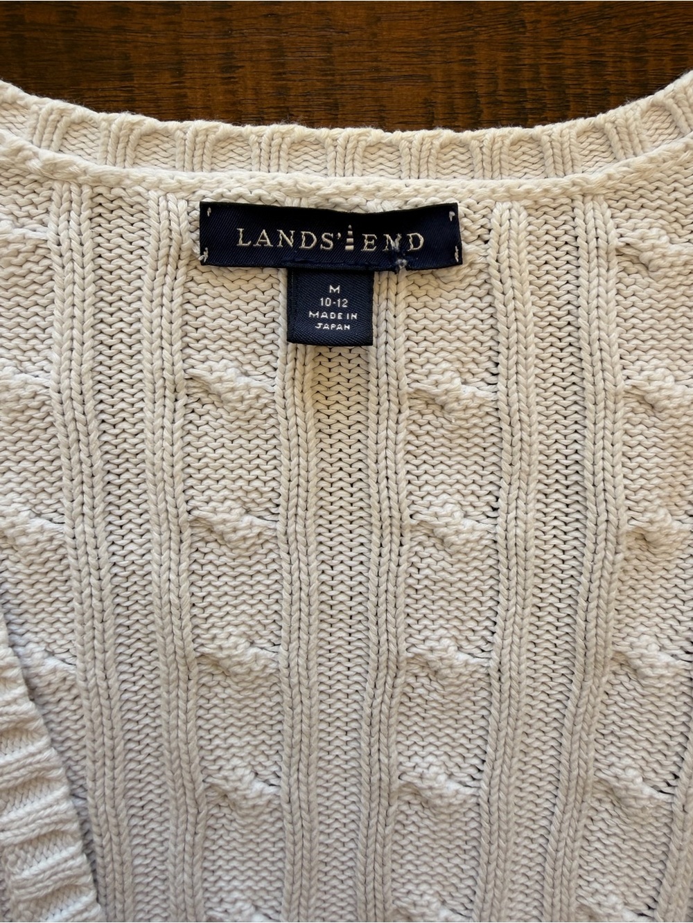 Lands' End Cream Cable‑Knit Button‑Front Cardigan - Picture 6 of 7